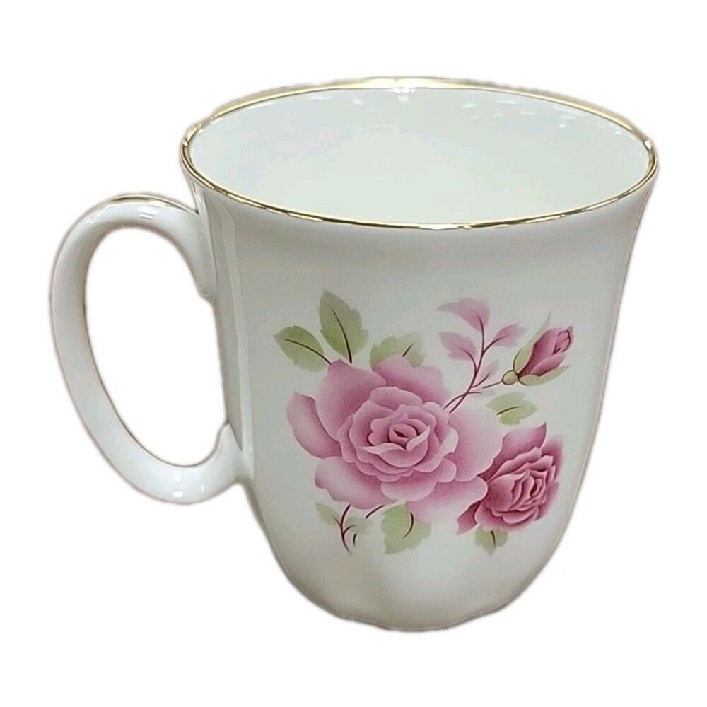 Springfield Fine Bone China Mug - Stanford England - Handcrafted - Pink Roses